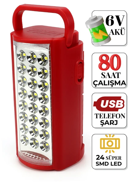 24 LED 80 Saat Şarjlı Kamp Lambası ürün görseli
