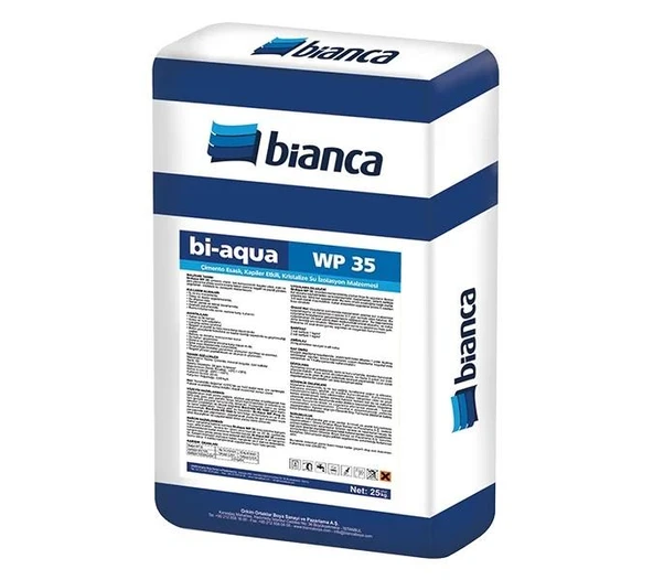 Bianca Bi-Aqua Wp-35 Çimento Esaslı Tek Bileşenli Kapiler Etkili Kristalize Su İzolasyon Malzemesi 20 Kg ürün görseli 1