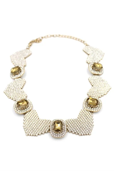 Taşlı Kalp Kolye - Altın - 2