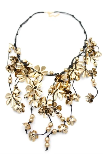 Metal Çiçek Kolye - Altın - 2