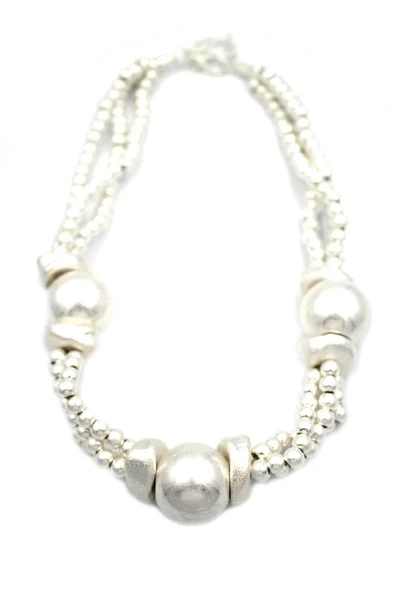 Mat Boncuk Kolye - Gümüş