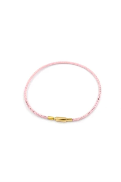 Çelik Hasır İp Bileklik - Pembe - 2