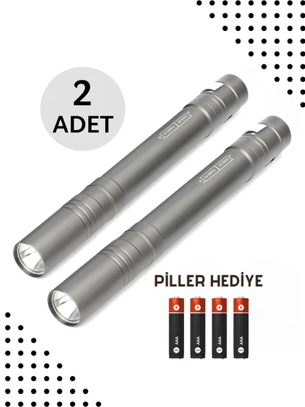 Doktor Muayene Işık Kalemi  Yaka Kalem Feneri Alüminyum Malzeme 2 Adet ürün görseli