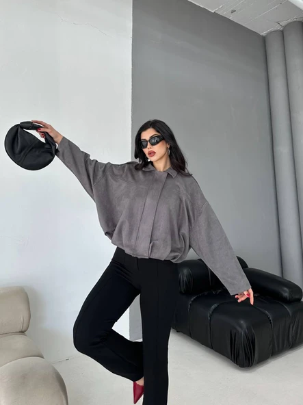 Süet Apoletli Bomber Ceket - 1