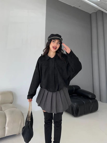 Süet Apoletli Bomber Ceket - 6