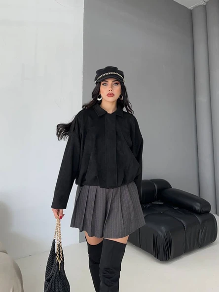 Süet Apoletli Bomber Ceket - 5