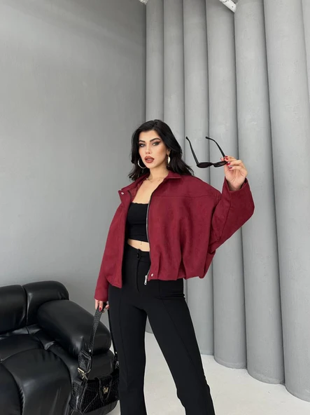 Süet Apoletli Bomber Ceket - 1