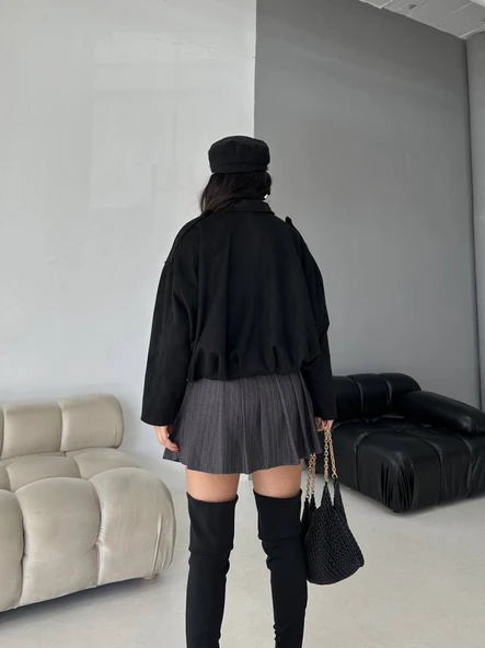 Süet Apoletli Bomber Ceket - 3