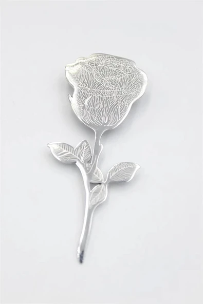 Çelik Gül Broş - Gümüş