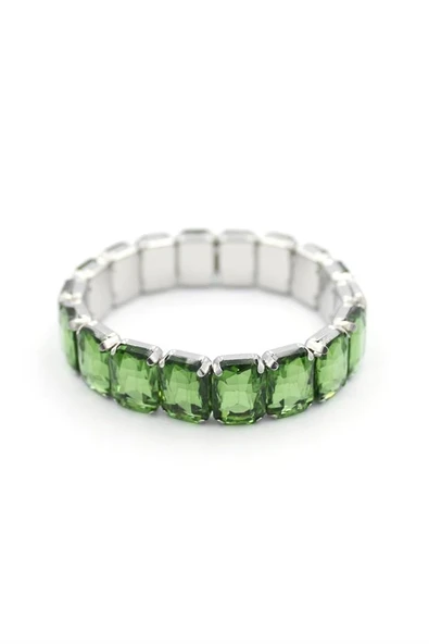 Lastikli Taşlı Bilezik - Yeşil - Resim 2