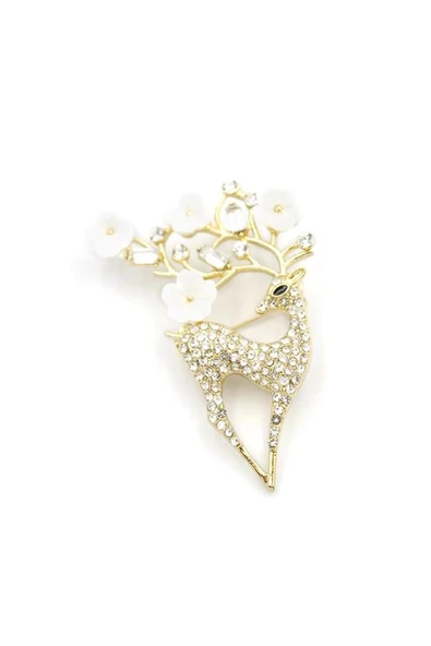 Geyik Broş - Altın - 2