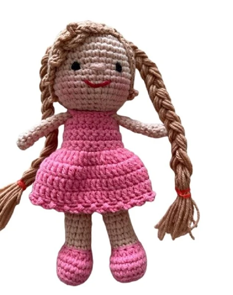 Pembe Öğrenci Kız Bebek Amigurumi Organik Anahtarlık Oyuncak - 1