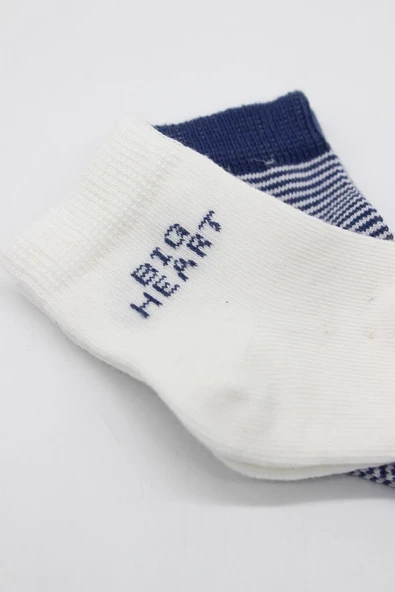 Bistyle Big Heart Penye Soket Çorap 2'Li BS10117 Lacivert - 2