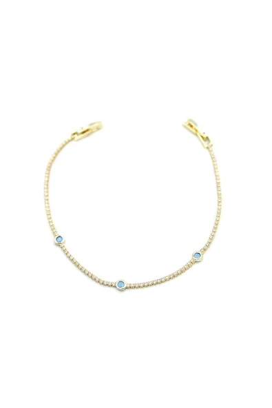 Taşlı Boncuk Bileklik - Altın