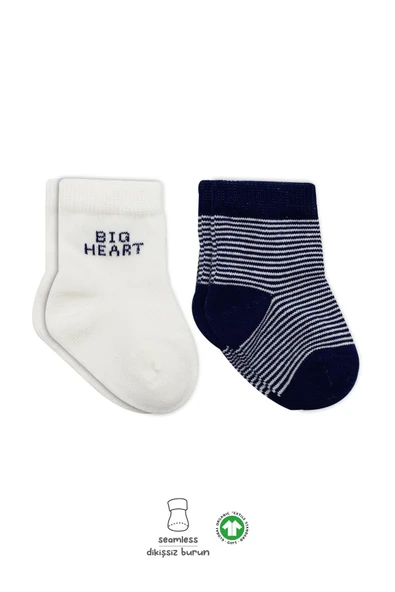 Bistyle Big Heart Penye Soket Çorap 2'Li BS10117 Lacivert - 1