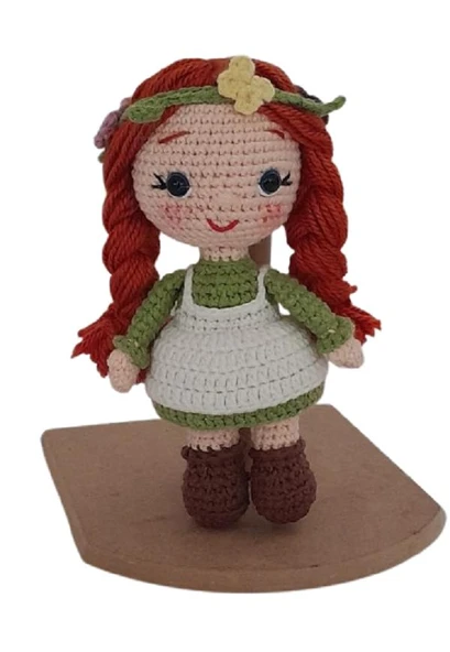 Yeşil Beyaz Nazlı Bebek Amigurumi Organik Anahtarlık Oyuncak - 1