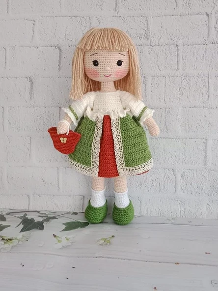 Yeşil Yaban Gülü Bebek Amigurumi Organik Oyuncak - 2