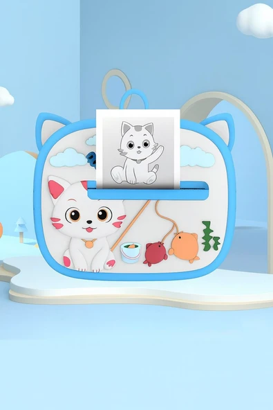 Kedi Temalı Anında Baskılı Çocuk Kamerası Print Kamera | Çift Kamera, 2,0″ Ekran, Silikon Kılıf - 10