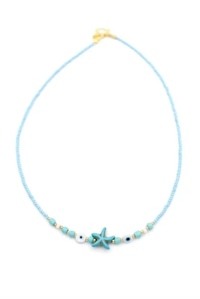 Boncuk Deniz Yıldzı Kolye - Mavi ürün görseli