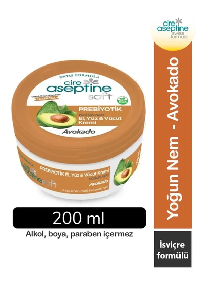 Cire Aseptine Soft Avokado Özlü Yoğun Nemlendirici Prebiyotikli Krem 200 Ml