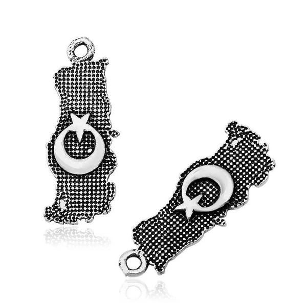 ​Gümüş Ay Yıldız Motifli Türk Bayrağı Tesbih Püskülü ürün görseli 1