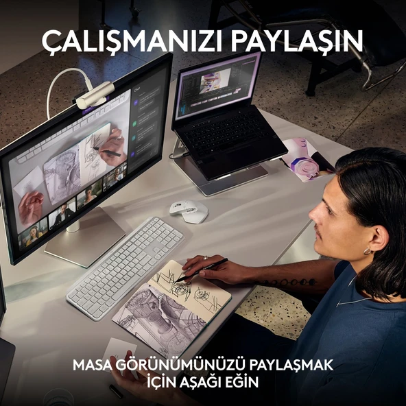 Logitech MX Brio Ultra HD 4K Gizlilik Kapaklı ve Mikrofonlu Yayın Web Kamerası, Koyu Gri - 7
