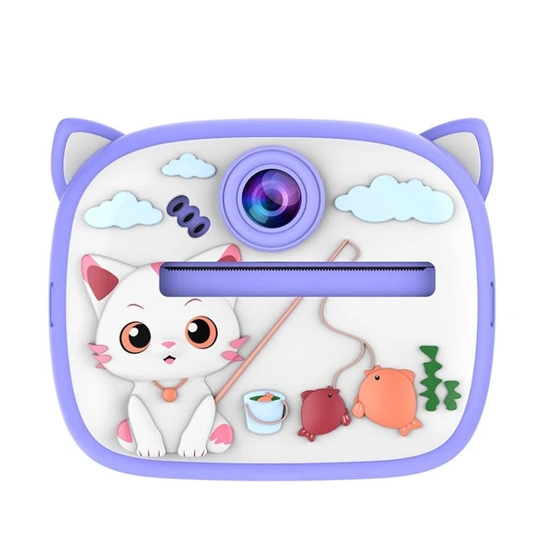 Kedi Temalı Anında Baskılı Çocuk Kamerası Print Kamera | Çift Kamera, 2,0″ Ekran, Silikon Kılıf - 4