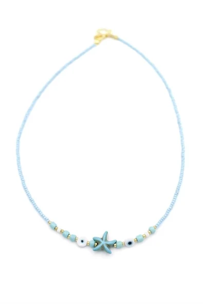 Boncuk Deniz Yıldzı Kolye - Mavi - Resim 2