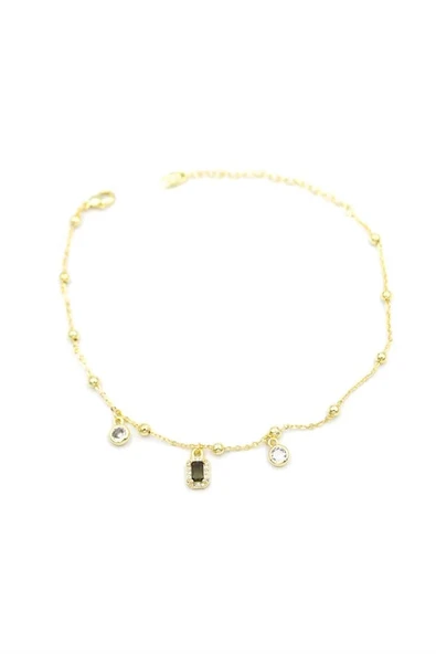 Renkli Taşlı Halhal - Siyah - 2