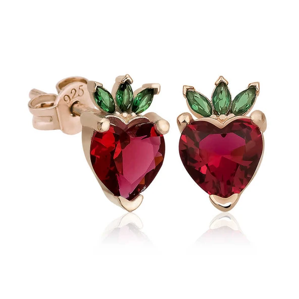 ​Gümüş Çilek Figür Meyve Çivi Küpe ürün görseli 1