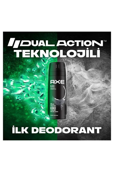 2 Adet Axe Erkek Deodorant & Bodyspray Black 48 Saat Etkileyici Koku Vücut Spreyi 150 Ml - 5