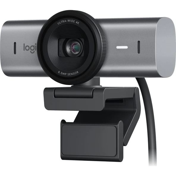 Logitech MX Brio Ultra HD 4K Gizlilik Kapaklı ve Mikrofonlu Yayın Web Kamerası, Koyu Gri - 1