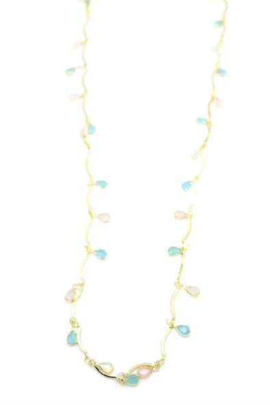 Taşlı Y Kolye - Altın - 2