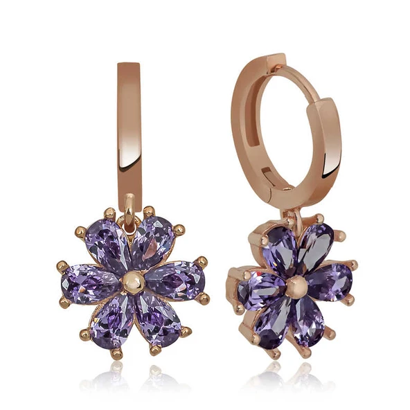 Gümüş Mor Çiçek Küpe ürün görseli 1