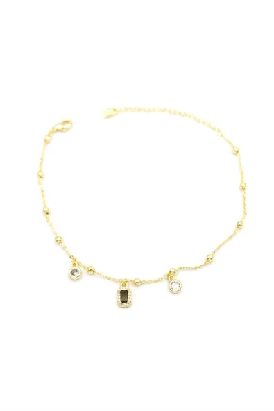 Renkli Taşlı Halhal - Siyah