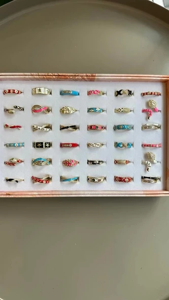 36'lı Renkli Yüzük - Çok Renkli