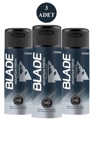3 Adet Mountain Fresh Erkek Deodorant 150ml Leke Bırakmaz