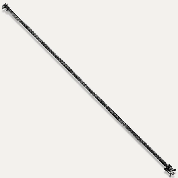 925 Ayar Gümüş Siyah Taşlı Su Yolu Bileklik - Resim 2