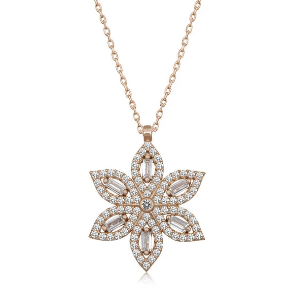 925 Ayar Gümüş Rose Nergiz Çiçeği Kadın Gümüş Kolye ürün görseli 1