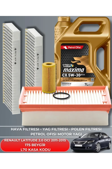 RENAULT LATITUDE 2.0 DCI 2011-2015 175 BEYGİR FİLTRE - ELF YAĞ BAKIM SETİ ürün görseli