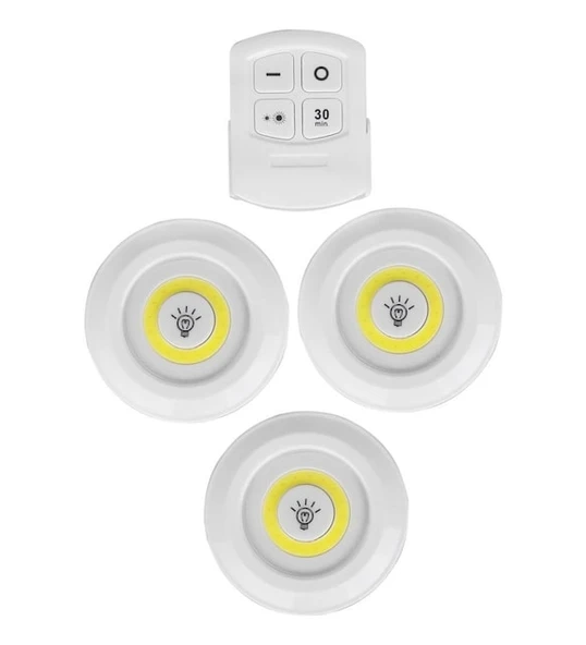 Kablosuz Uzaktan Kumandalı 3lü Led Lamba Seti ürün görseli 1