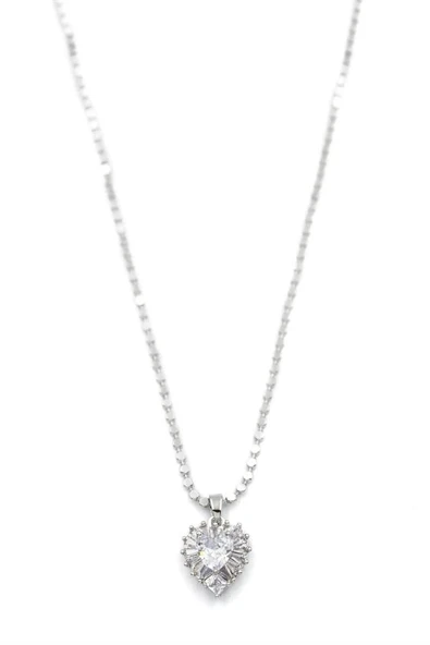 Ezme Zincir Taşlı Kolye - Gümüş