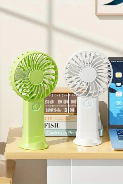 3 Hız Kademeli Şarjlı Sessiz El Vantilatörü Telefon Tutucu Özellikli El Masa Fanı - 6