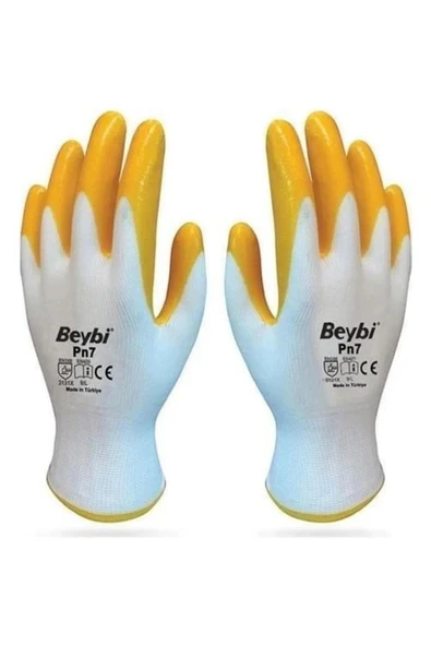 Pn7 Sarı Iş Eldiveni Polyester Örme Nitril Beybi No:10 Royaleks Group - 1 Çift - 2