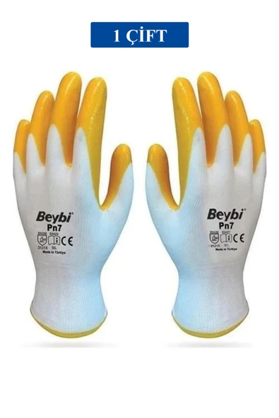 Pn7 Sarı Iş Eldiveni Polyester Örme Nitril Beybi No:10 Royaleks Group - 1 Çift