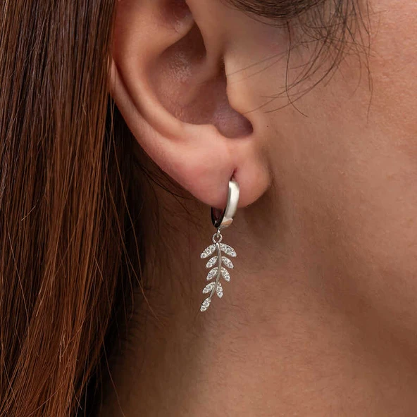 Gümüş Sallantılı Başak Kadın Küpe - Resim 4