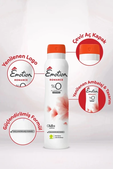 2 Adet Emotion Romance Kadın Vegan Deodorant 150 Ml Hızlı Kurur, Leke Bırakmaz - 3