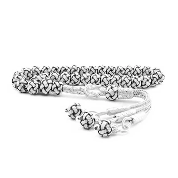 Gümüş Siyah Beyaz Trabzon Kazaziye Tesbih ürün görseli 1