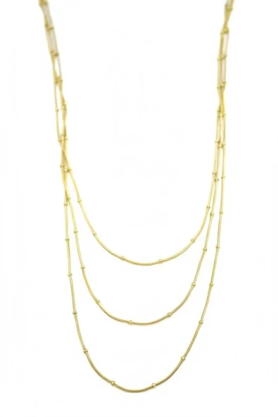 Top Boncuk Zincir Kolye - Altın