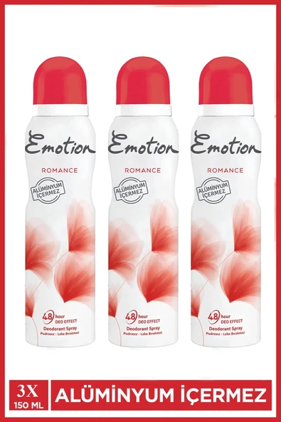 3 Adet Emotion Romance Kadın Vegan Deodorant 150 Ml Hızlı Kurur, Leke Bırakmaz